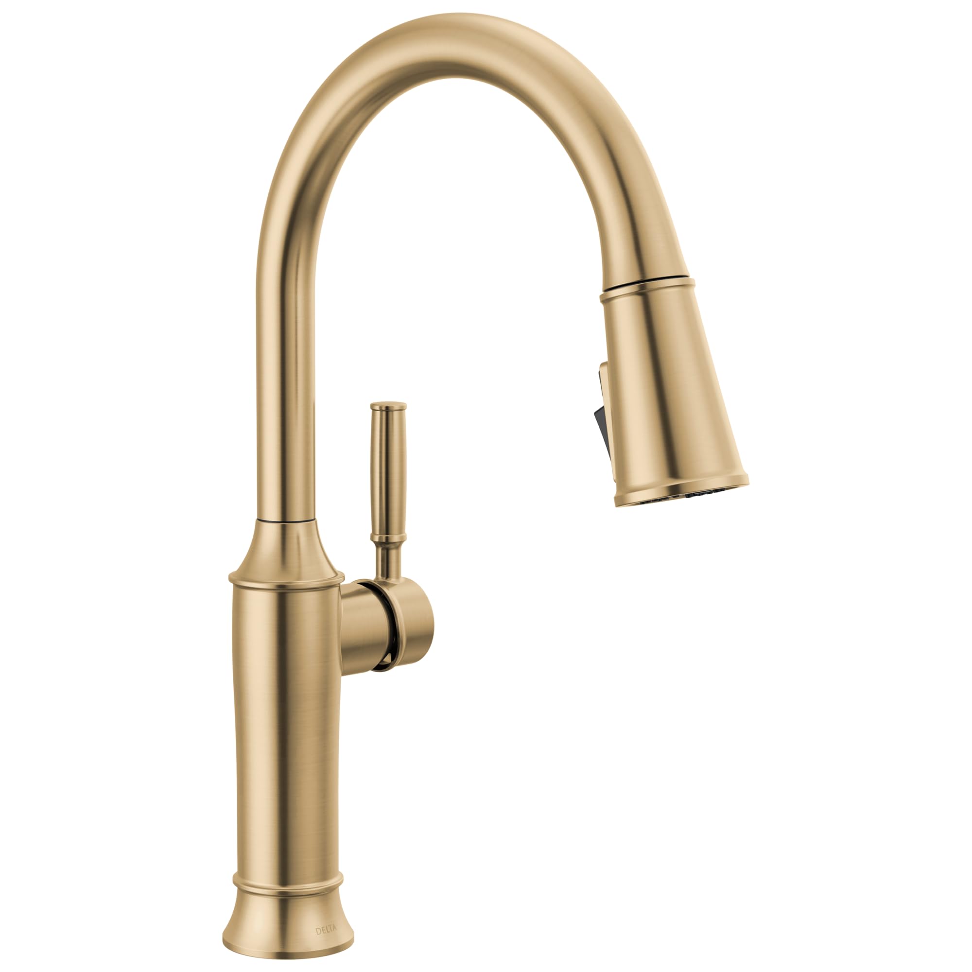 Delta Renaldi Brushed Gold Kitchen Faucet with Pull Down Sprayer