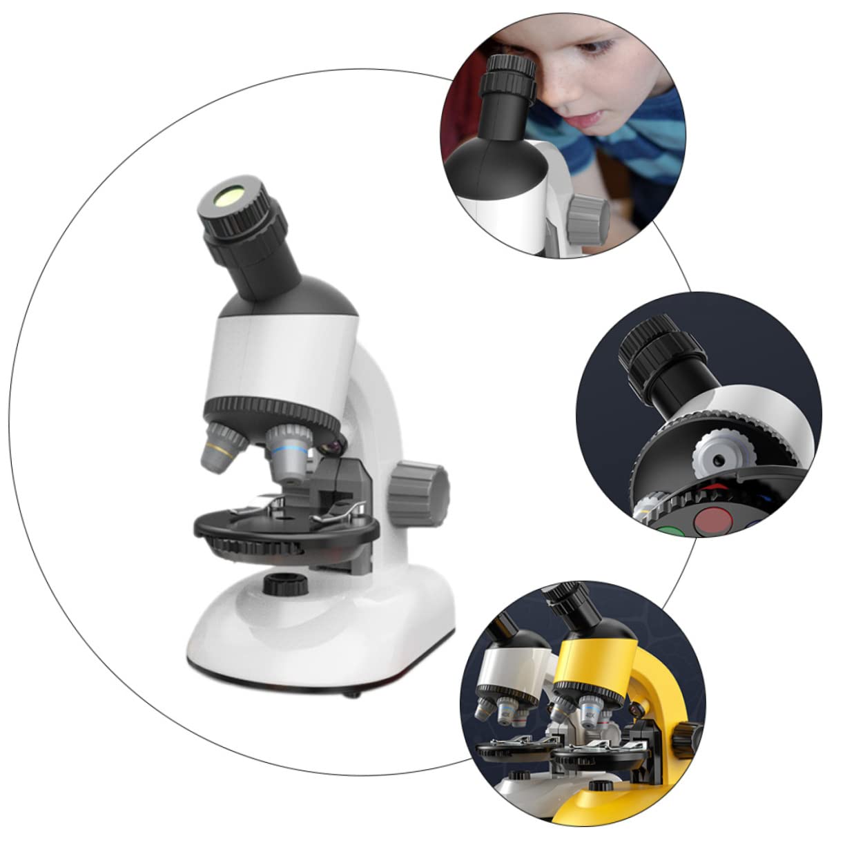 POPETPOP Mini Microscope for Boys and Girls 10x Magnification Boys and Kit Scientific Educational Plaything Portable Microscope