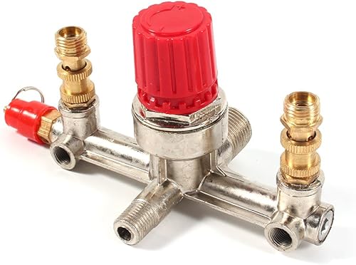 Husky compresor regulador, Compresor de aire de pistón, Tubo de salida doble Interruptor de aleación Regulador de presión de la válvula de ajuste de