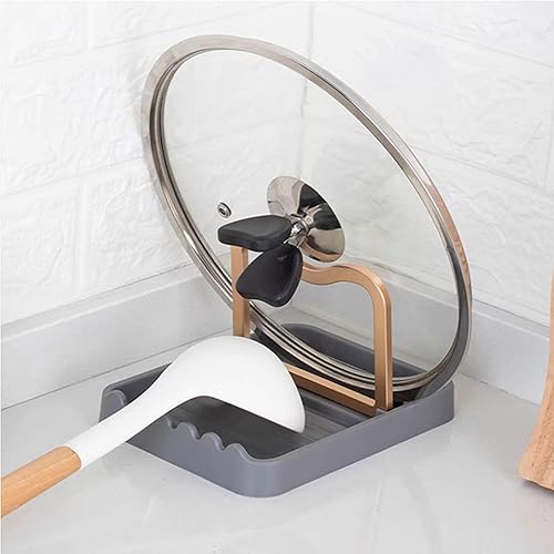 Soporte para cuchara con tapa de olla para encimera de cocina, espátula y tenedor para cocinar, tapa de cucharón, soporte para utensilios,