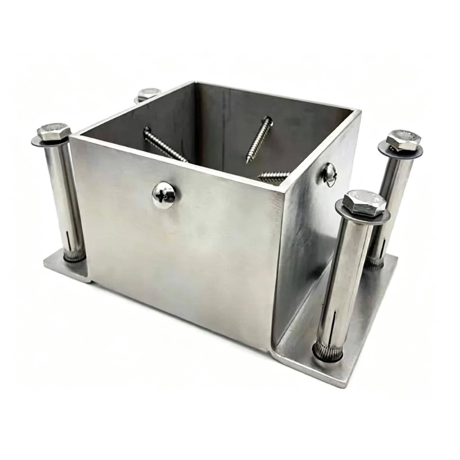 Anclaje De Soporte Para Postes Plateado Y Cubierta De Base | Estabilizador De Pilar De Acero Inoxidable 304 Para Reparar Y Reforzar La Madera(1 pack,10x10CM/3.9x3.9IN)