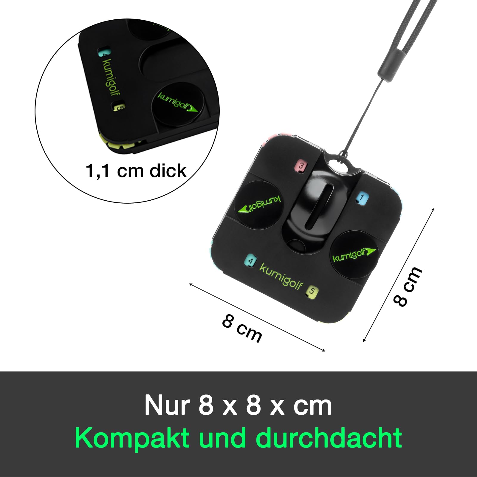 5-in-1 Golf Multitool Karte - Premium Golf Scorezähler für 4 Spieler, Golfschlag Zähler, Pitchgabel mit Ausrichtungshilfe, Magnetische Ballmarker, Griffauflage, Golf Zubehör Geschenk