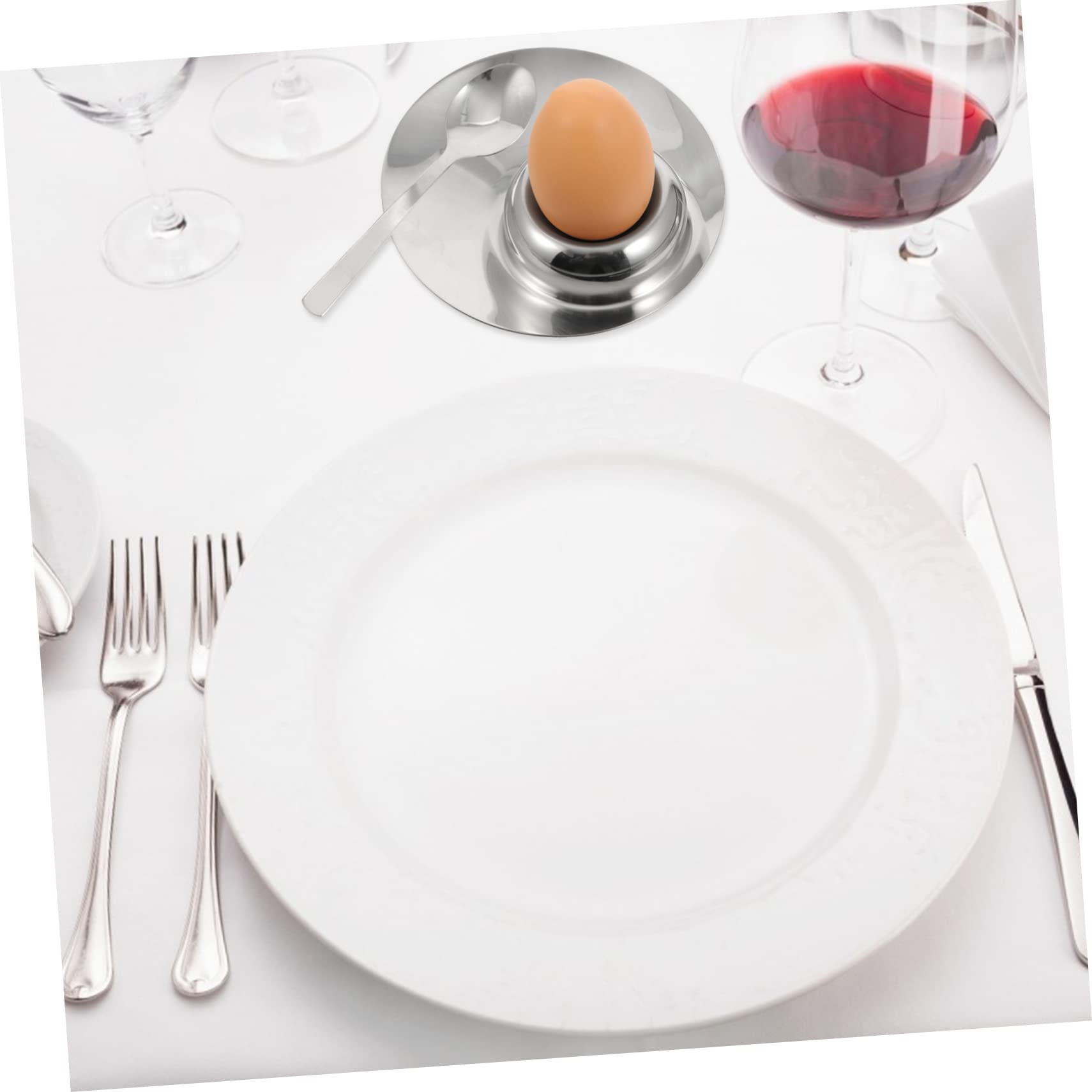 Cabilock Sturdy Metal Egg Cup Holder 304 Stainless Steel Egg Stand Spoon for Breakfast Kitchens Dining Rooms