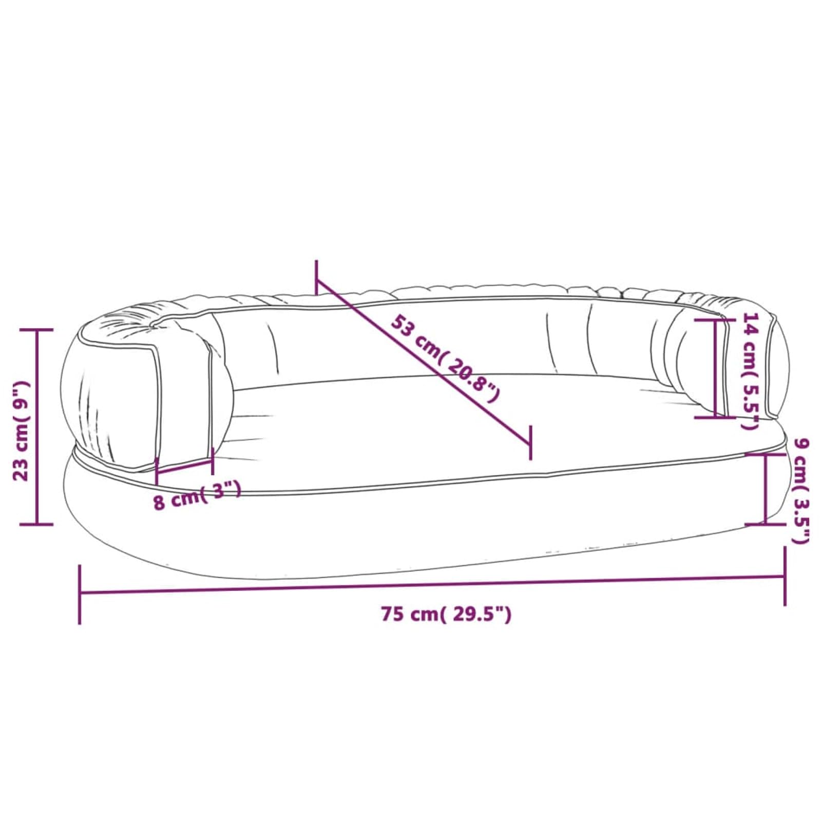 LAPOOH Ergonomisches Schaumstoff-Hundebett, grau, 75 x 53 cm, Kunstleder, Hundebett, ergonomische Hundebett-Matratze, Hundekäfig-Bett - 171317
