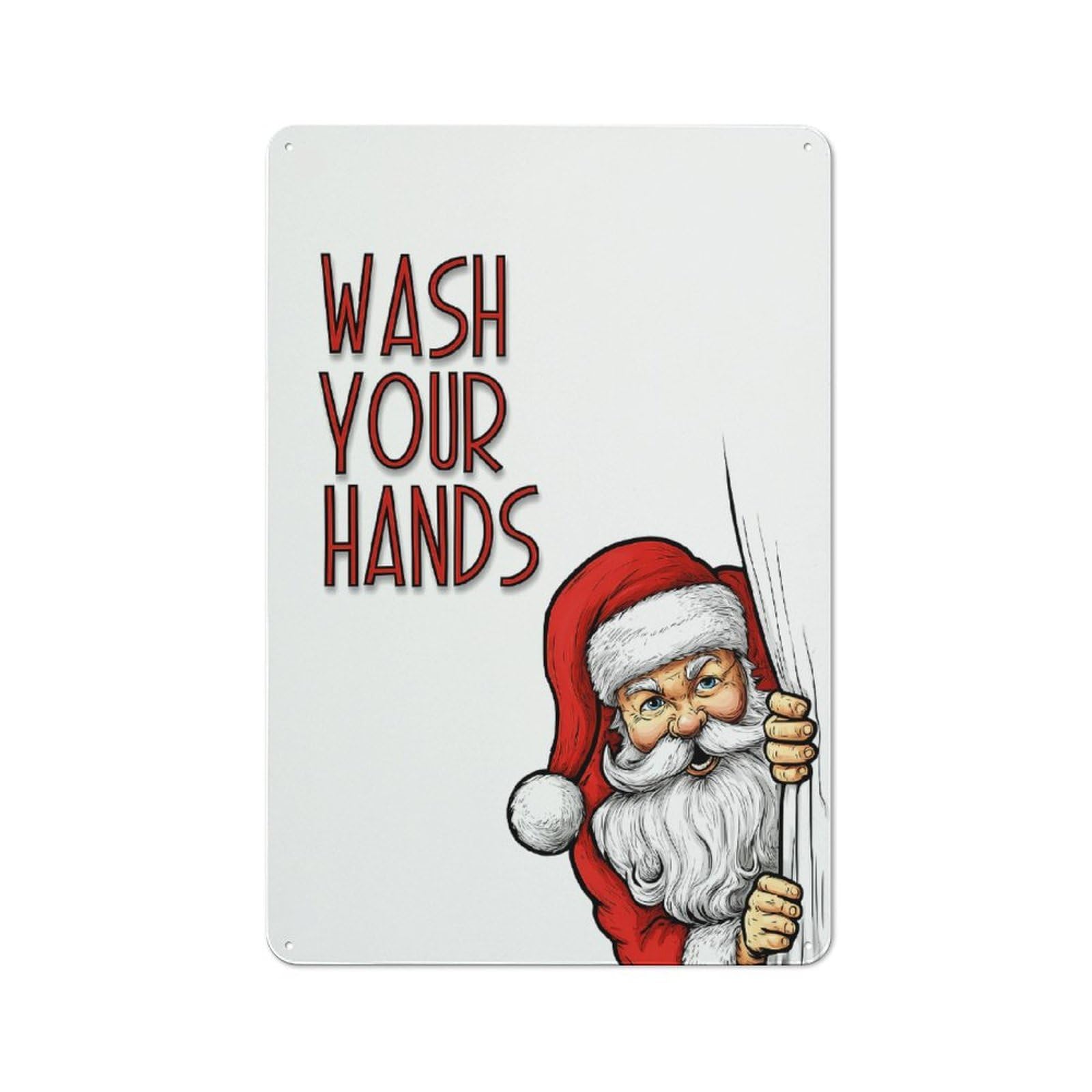 Junmoney Style Santa Claus Wash Your Hands Decorative Tin Sign 30X20cm, Old Fashioned Vintage Wall Decor For Lounge, Study, Pub Or Wall Gallery
