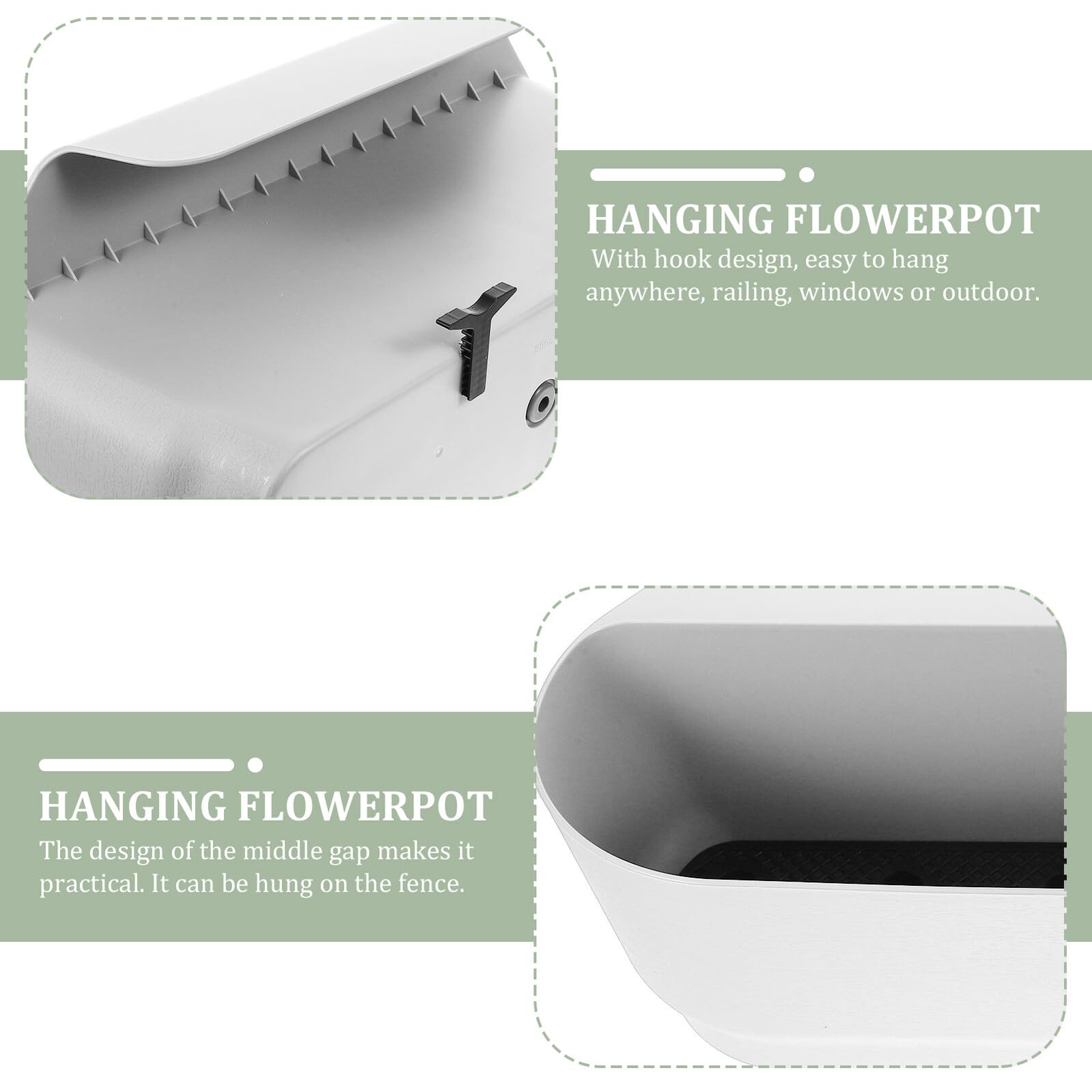 Angoily Pot de Fleurs Suspendu Carré Grosse Taille Blanc, Jardinière Suspendue D'intérieur Balcon Réservoir d'eau Intégré, Support à Fleurs Solide pour Plantes Succulentes et Décor