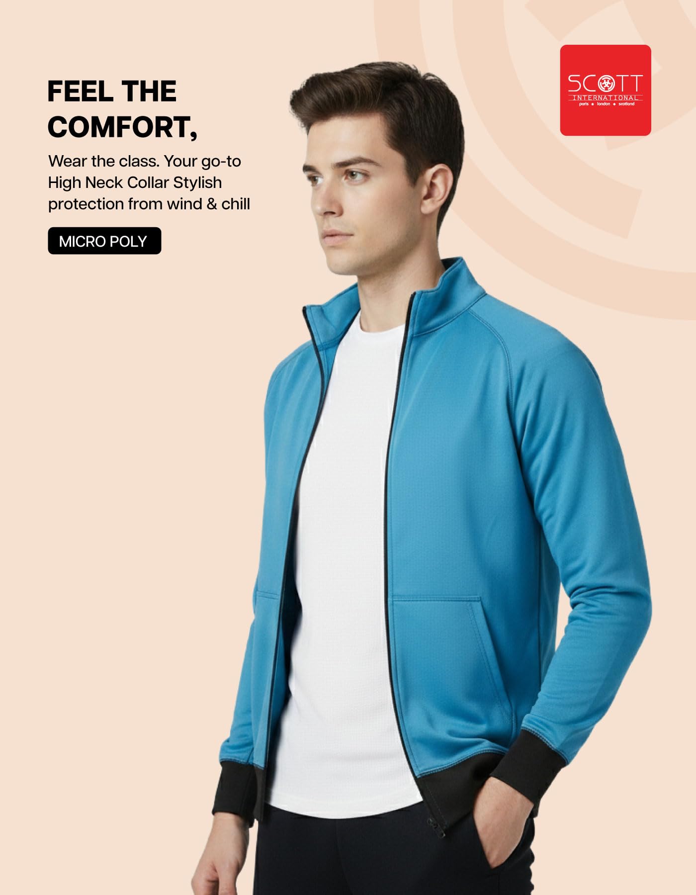 Scott International Jackets for Men | Winter wear | Men's Polyester Full Sleeve Zip with Pocket | Men Jackets | Winter Standard length Jackets - Image 7 thumbnail