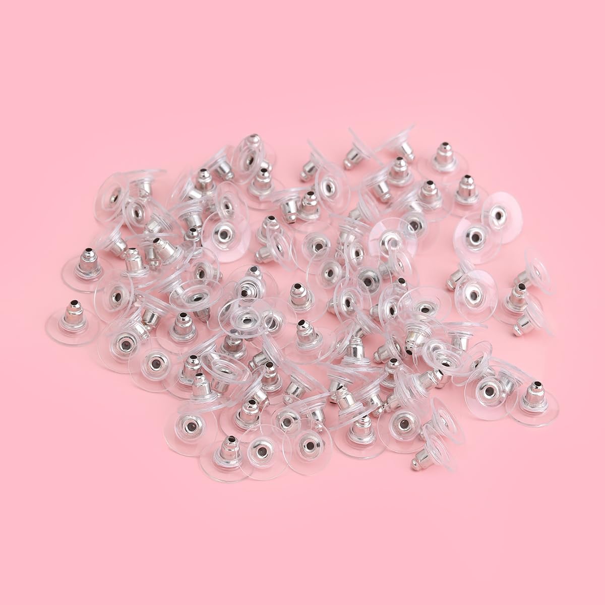 100pcs Earring Backs Stopper Set 50 Gold 50 Silver Earnuts for Stud Earrings Anti Allergy Rubber Metal Jewellery Making 2