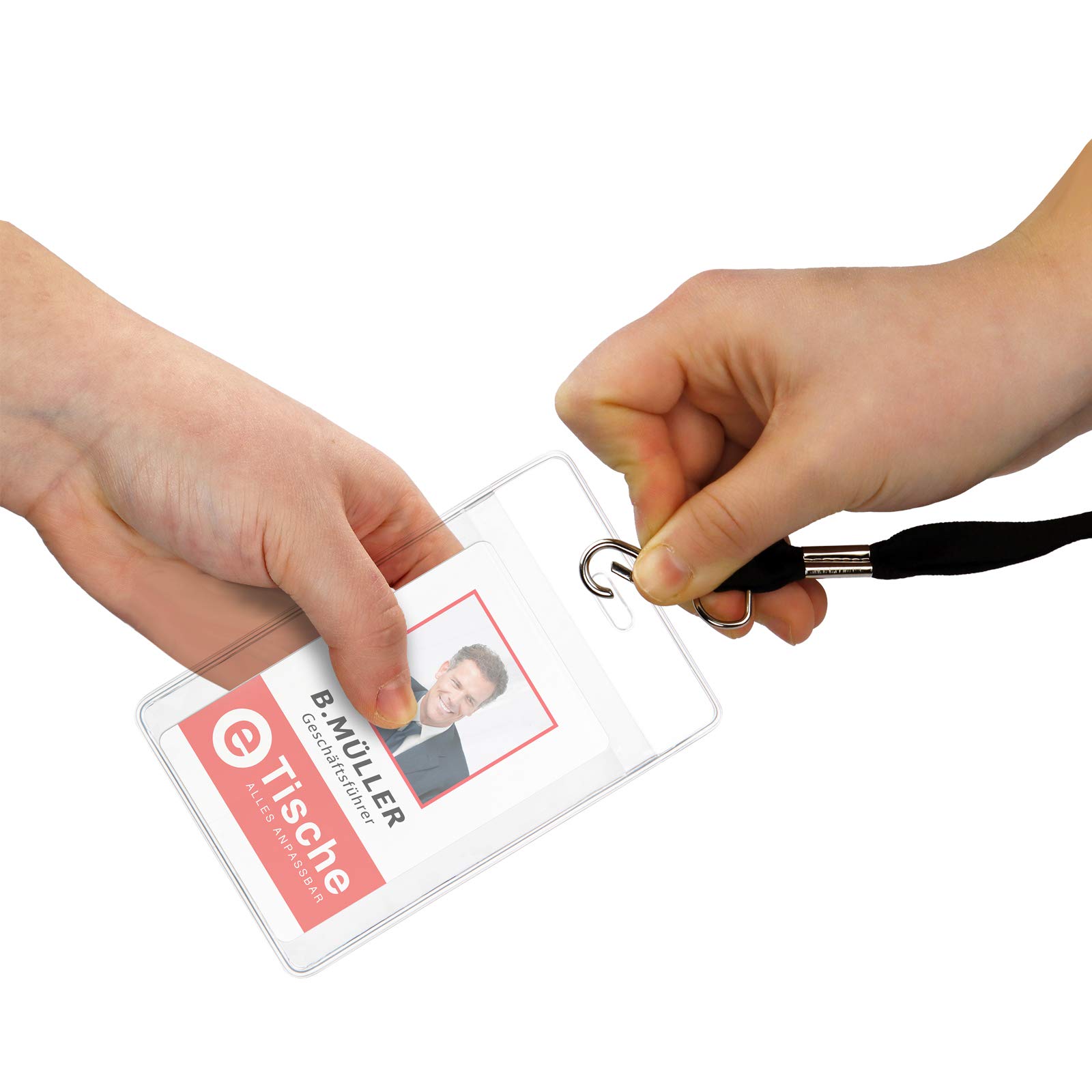 Karteo Ausweishülle DIN A7 105 x 74 mm [100 Stück] Kartenhülle mit Front- und Rücktasche Ausweishalter vertikal Weichplastik transparent Kartenhalter für Dienstausweise