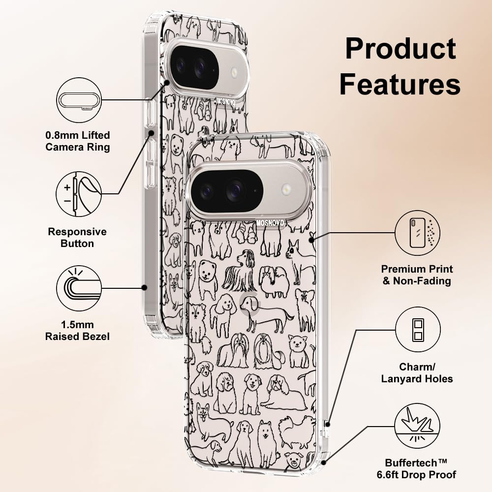 MOSNOVO Case for Google Pixel 10 & Pixel 10 Pro, [Buffertech 6.6ft Military-Grade Drop Protection] [Anti Peel Off Tech] Clear TPU Bumper Phone Case Cover Design - Cute Cherry — view 102