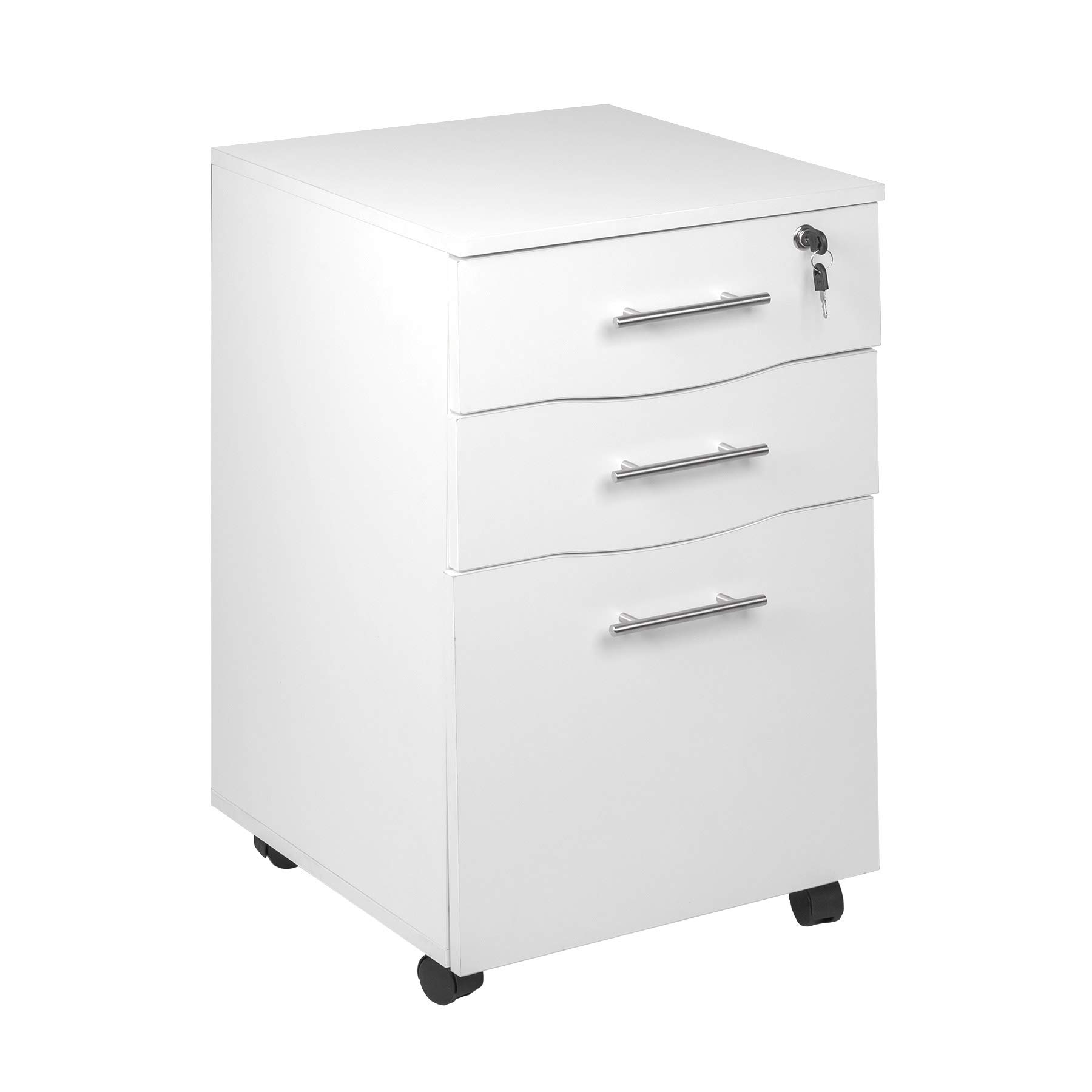 Mobile 3 Drawer Lockable White Under Desk Pedestal Unit A4 Suspension