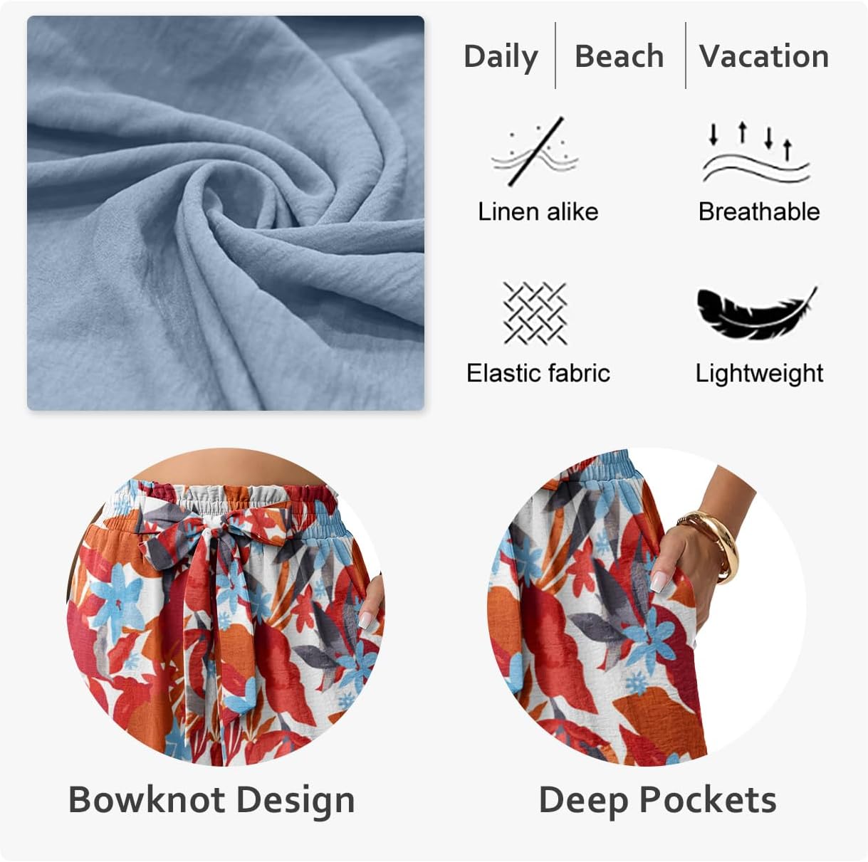 Lepunuo Capri Pants for Women Wide Leg Summer Capris Pant Palazzo Loose Fit Casual Trousers with Pockets 2026 Trendy - Image 5