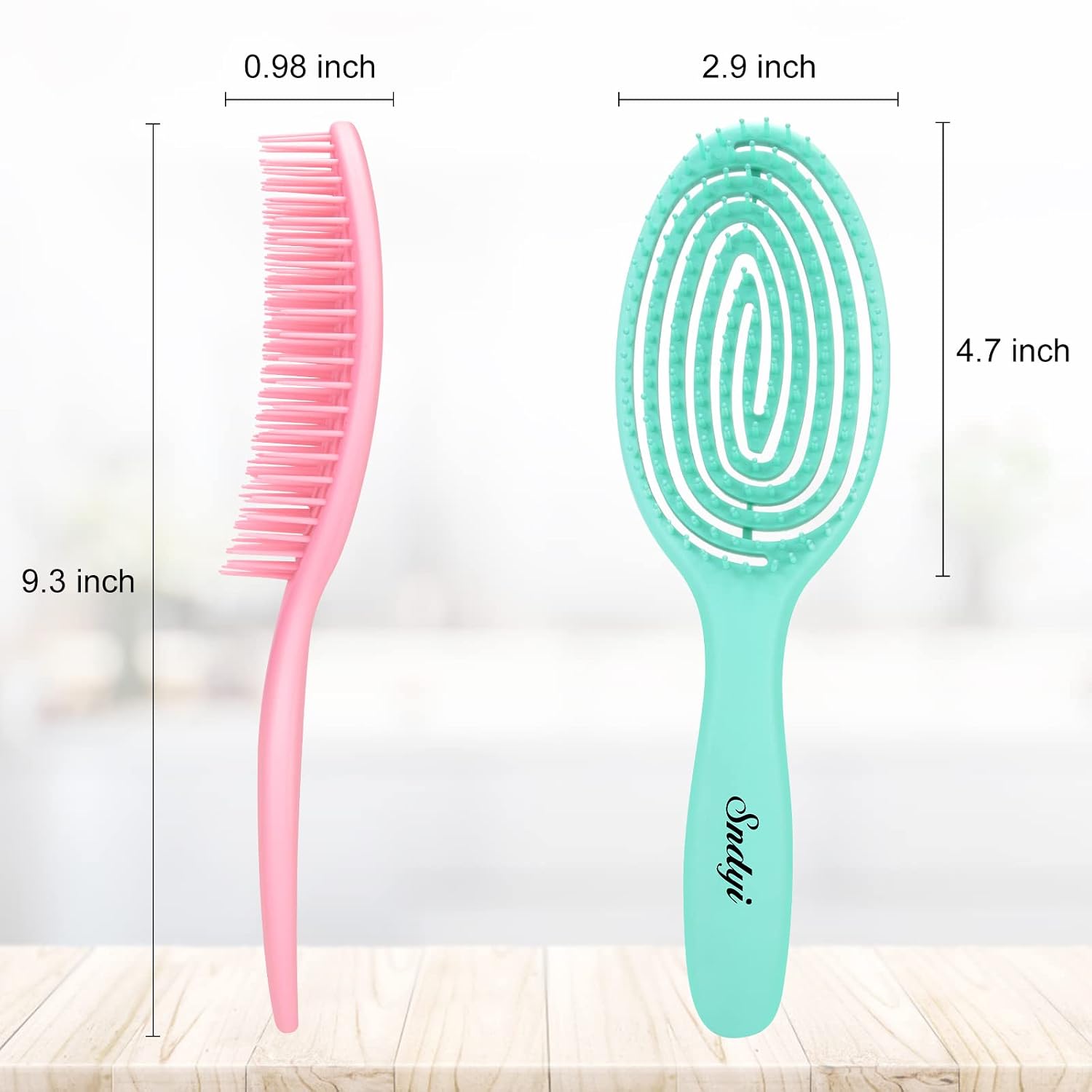 Sndyi 2 Pcs Detangling Brush, Vented Detangler Brush with Flexible Spiral Spring, Professional Hair Brush for Removing Tangle, No Tugging, Suitable for Women, Men and Kids