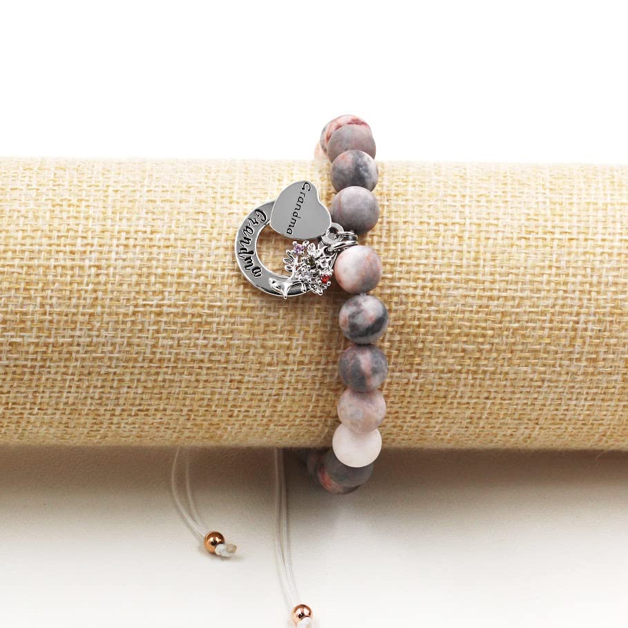 Image of Uloveido Grandma Bracelet for Nana - Gem Semi Precious Gemstone Beaded Bracelet Adjustable Mothers Day Gifts for Grandma from Granddaughter