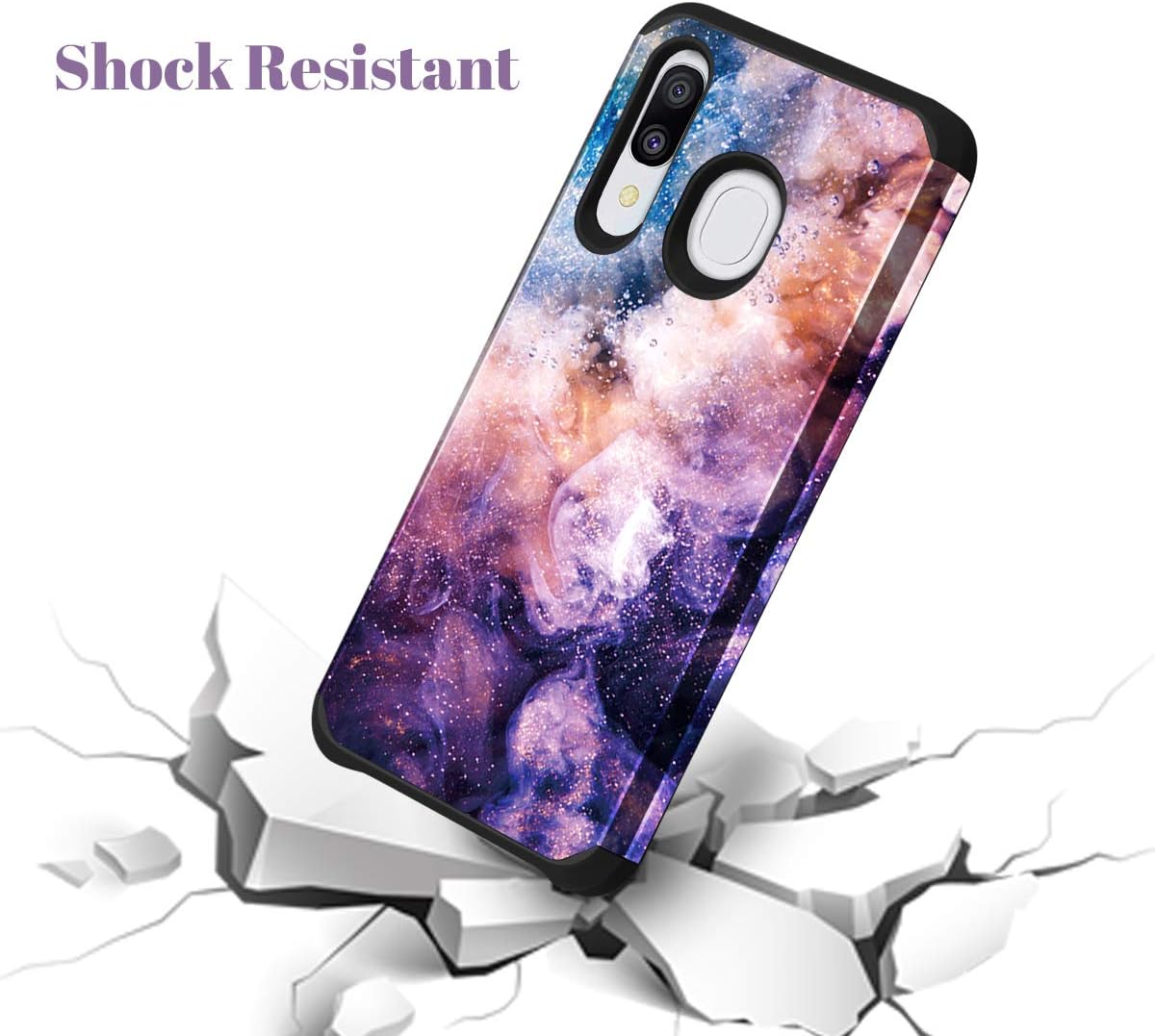 Fingic Samsung A20 Case, Samsung Galaxy A20/A30/A50 Case Nebula Design Hybrid Hard PC Soft Rubber Silicone Cover Anti-Scratch Shockproof Protective Case for Samsung Galaxy A20/A30/A50 (6.4 inch),Black