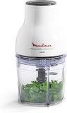 Moulinex Hachoir électrique, 400 ml, 300 W, 4 lames, Fonctions 3-en-1, Emince, Hache, Mixe, Système de pression simple, Moulinette Essential DJ520110, Blanc - 1