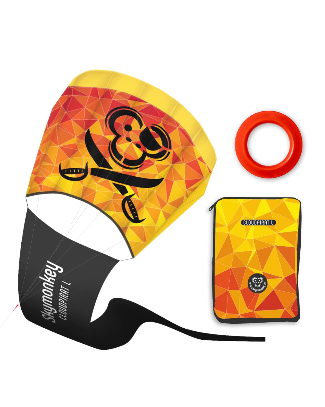 Skymonkey Cloudpirat Kinder Drache Outdoor ab 8 Jahren - inkl. 81 cm Drachenschnur - Größe L, Sunsetorange