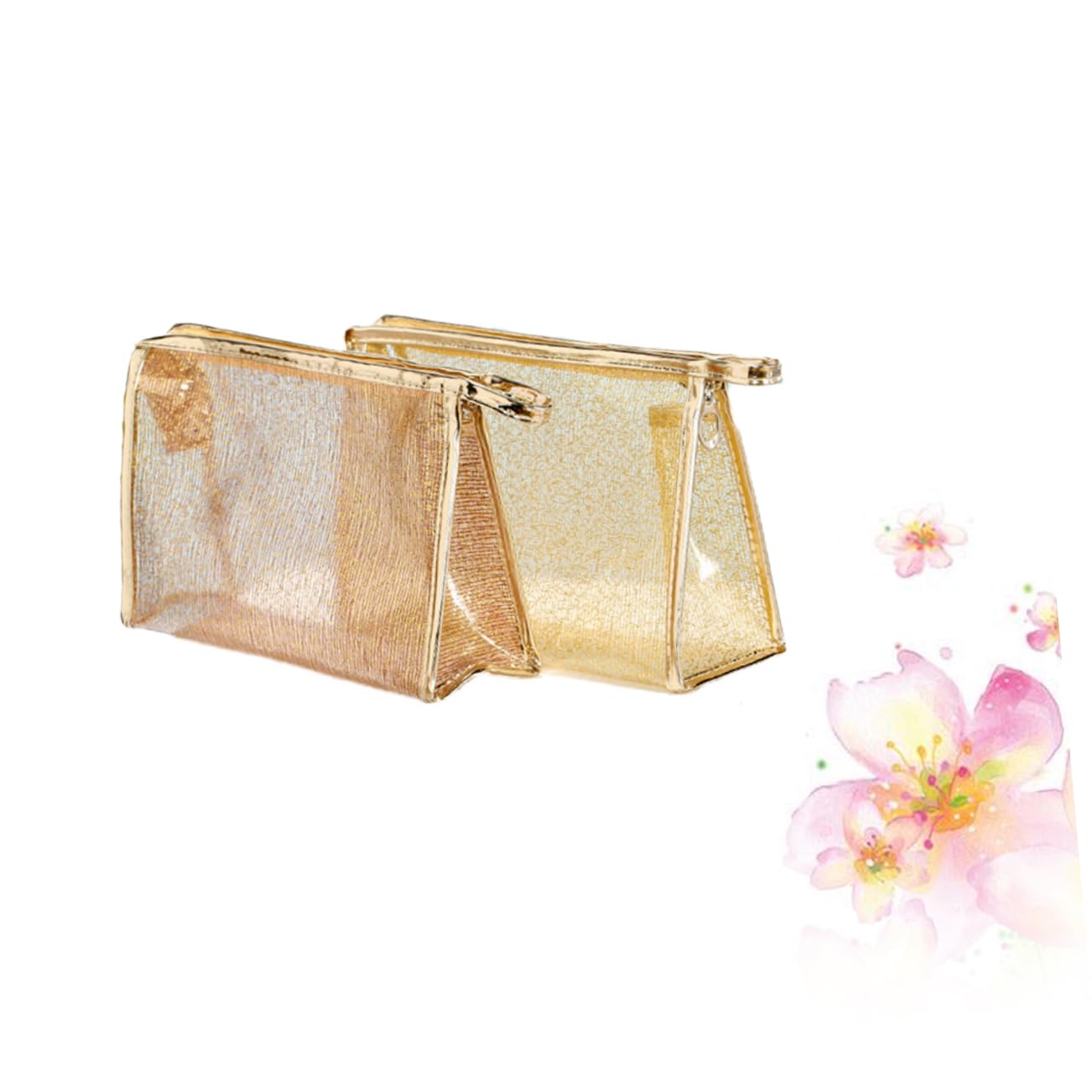 Borsa Makeup Trasparente Tpu Zip, Set da 3 Pezzi per Donna | Organizzazione per Cosmetici e Toilette, Formato Portatile, Uso Camping e Casa