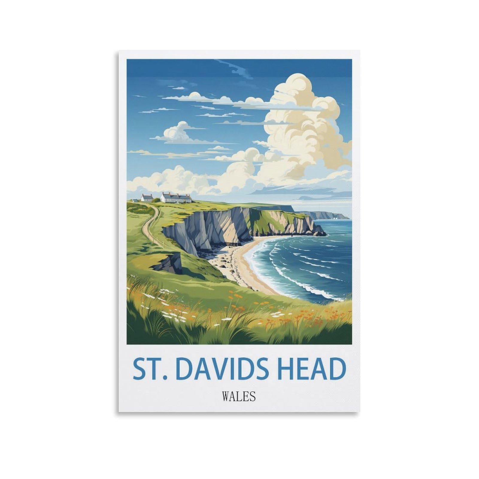 EZMLFA DIY 5D Diamond Painting Kits for Adults,St Davids Head Wales DIY Diamond Art Kits Gem Painting Crafts for Home Wall Decor 40x40cm