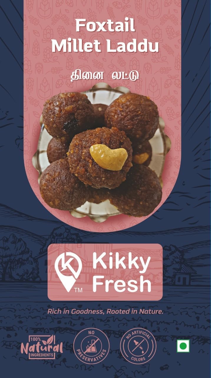 Kikky Fresh Foxtail Millet Laddu with Cashew & Dried Grapes, Traditional Indian Sweet, Cardamom Flavoured, No Preservatives, 250g-picture-24