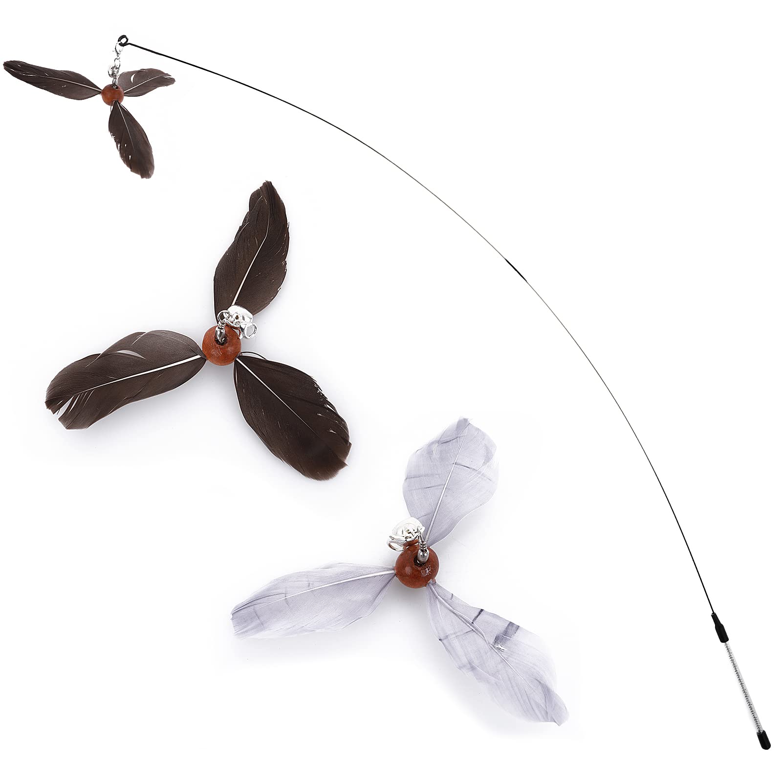 Cobee Cat Feather Propeller Wand Toy, Cat Feather Toys Replacement, Replacement Refill Feather Interactive Cat Chaser Toys