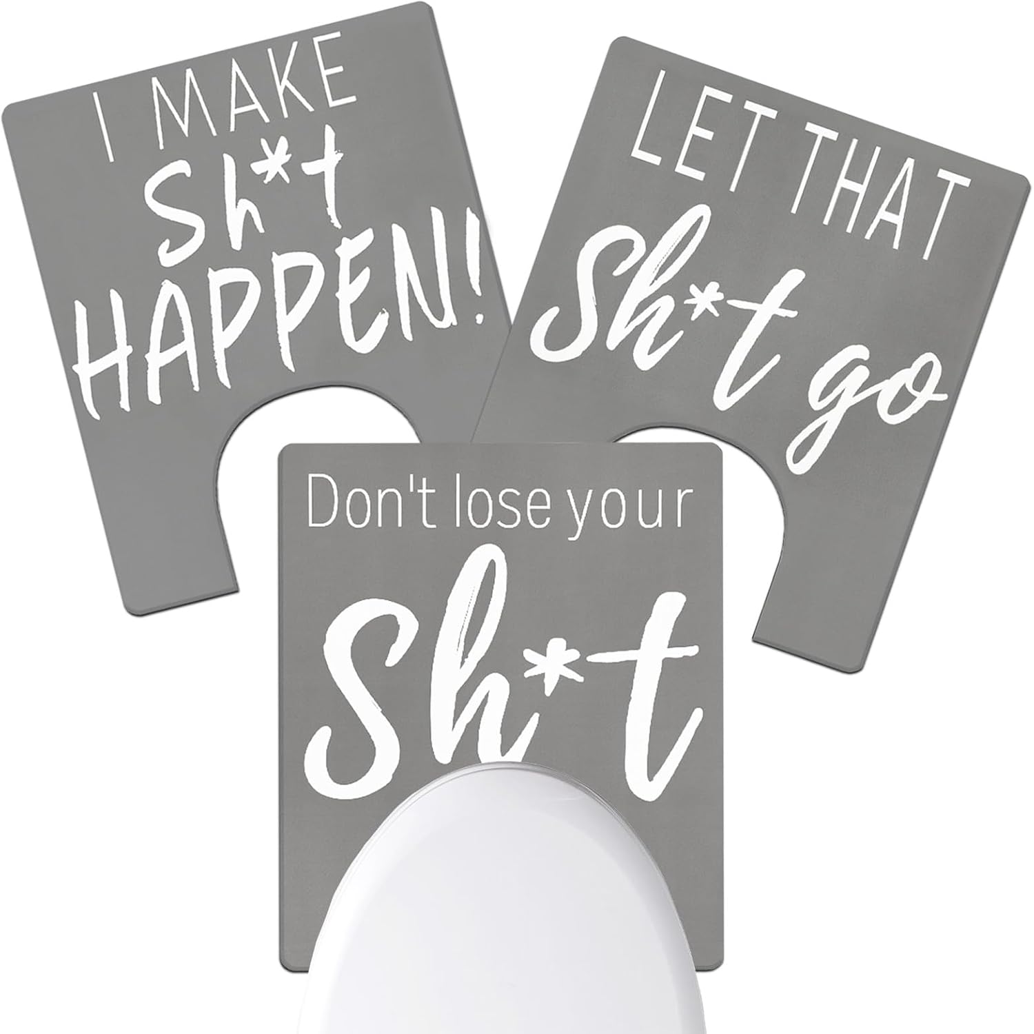 Fun Toilet Rug Bath Mat 3 Pieces U Shaped Toilet Mat for Bathroom 24x20 Water Absorbent Fun White Elephant Gift Idea for Brother, Husband, Boys, Boyfriend Gray Funny Bathroom Rug Set of 3