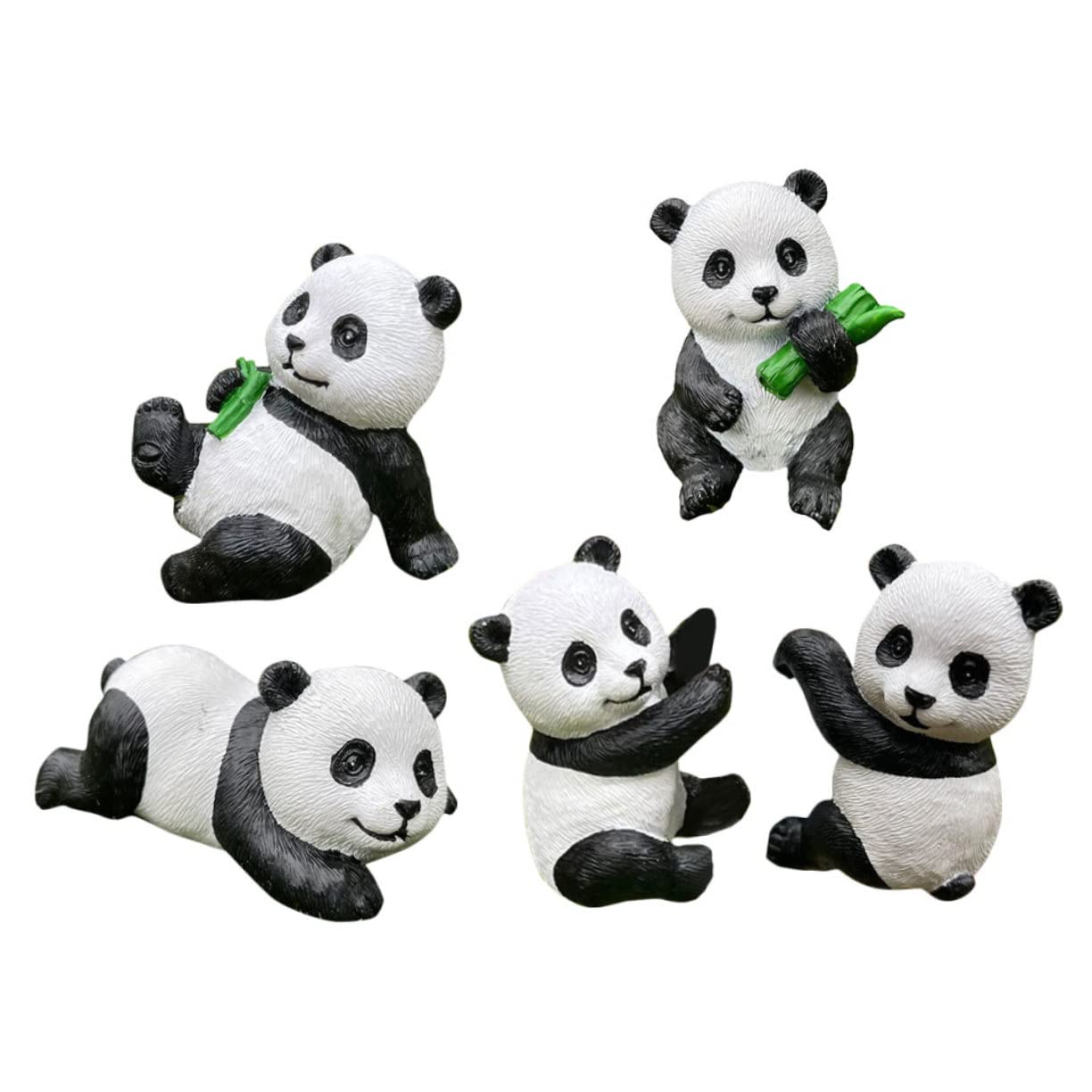 IWOWHERO 5Pcs Panda Ornament Animal Toys Cake Decoration Doll Toys Panda Cake Topper Jungle Animals Figures Panda Collection playset Panda Toys Resin Figurine Ornament Decorative Panda