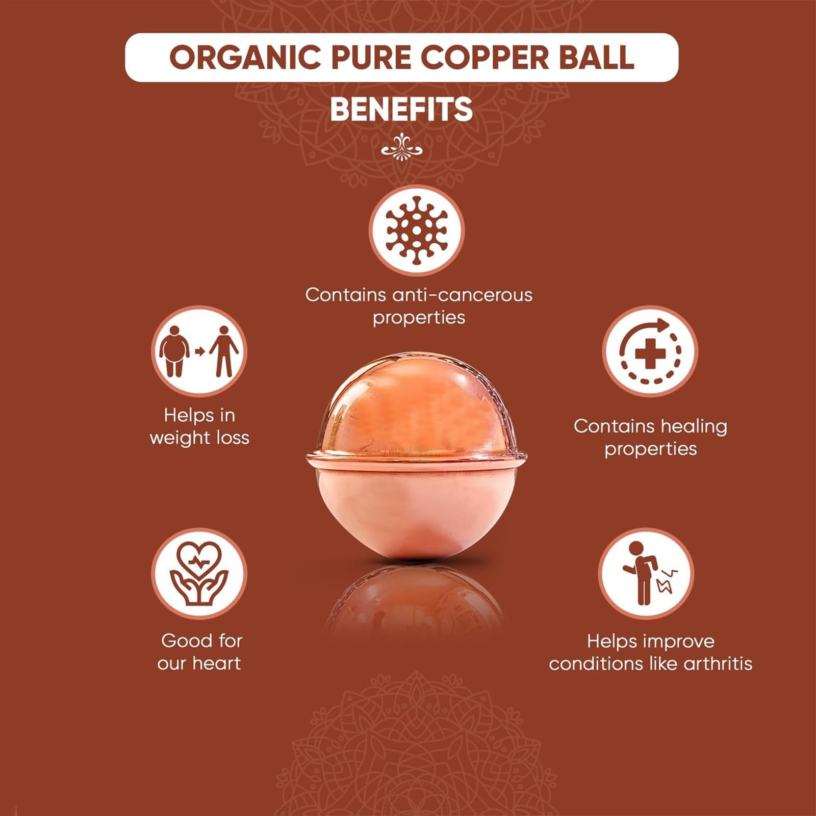 Ayurvedic Copper Ball for Water Purification – 100% Pure Copper, Small Round Design (2, 4 cm) 3