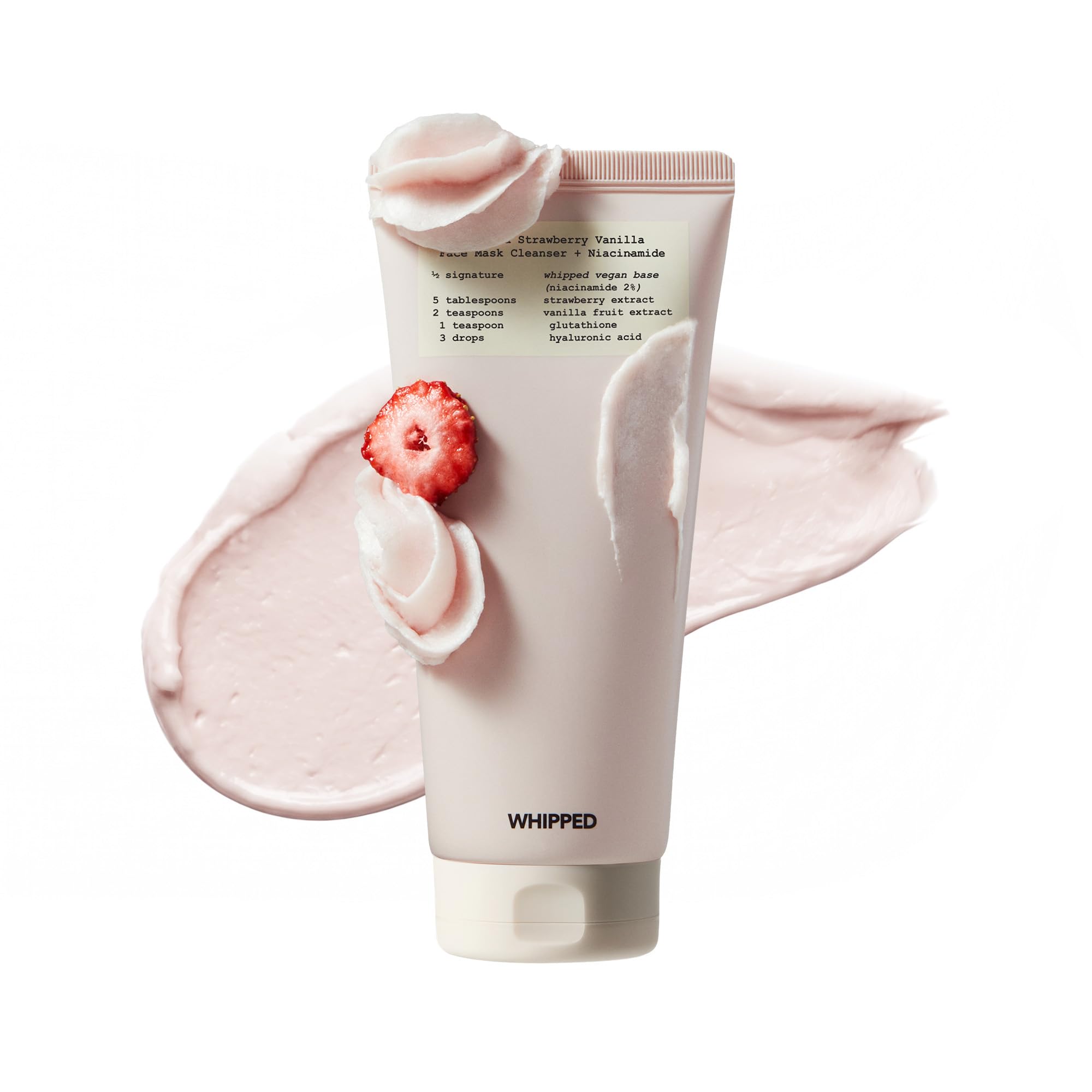 Limpiador VEGANO con crema Bata DDALVA fresa + vainilla | para pieles apagadas, limpiador facial hidratante, brillo radiante, niacinamida, ácido hialurónico | Cuidado de la piel coreano, 200 ml