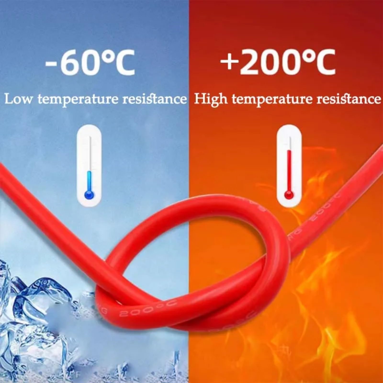 Cavo elettrico in silicone ultra morbido 14 16 18 20 22 AWG Cavi ad alta tensione rosso, nero, bianco, verde, blu, giallo, sei colori(Red; 50M; 20AWG)