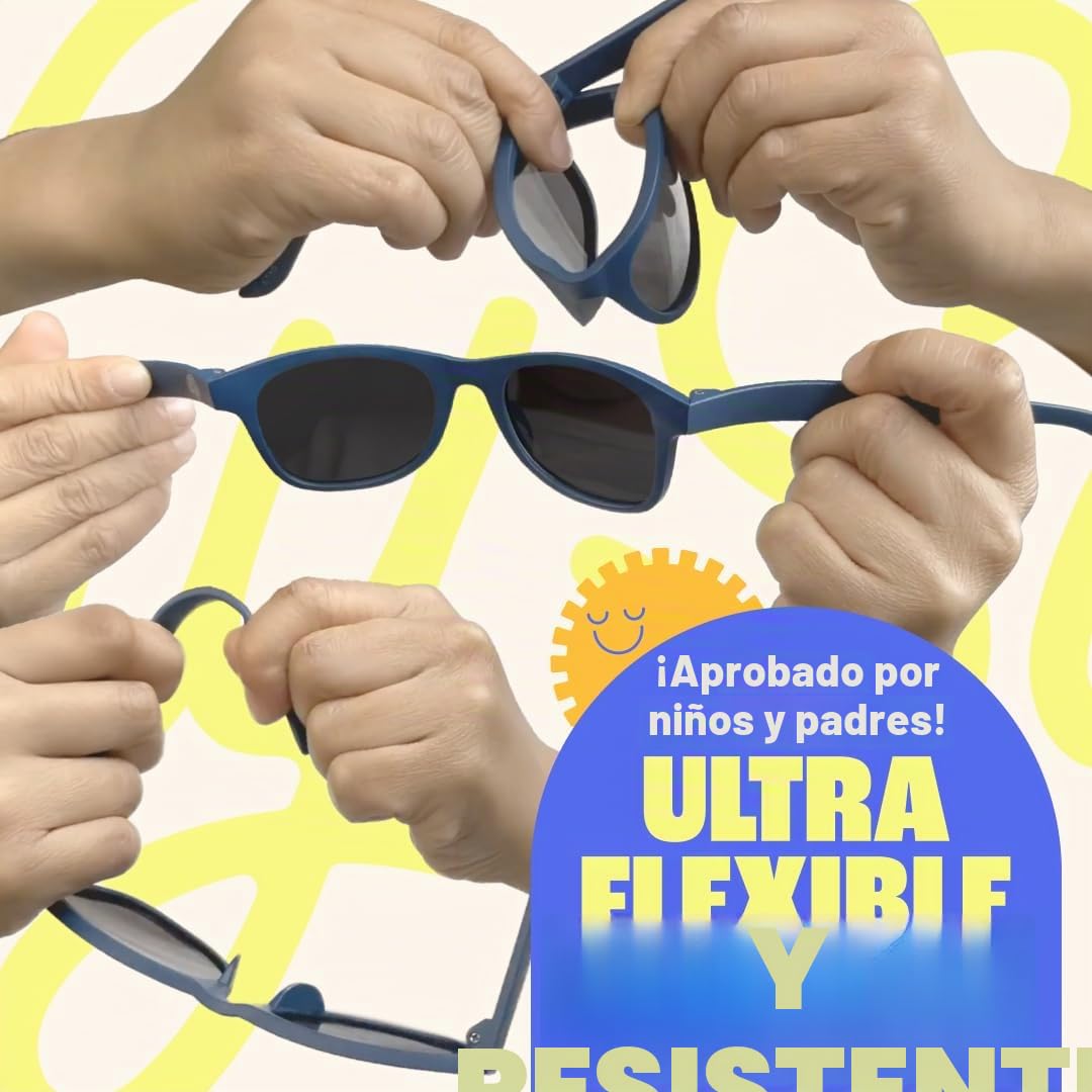 BABY SUNNIES Gafas de sol flexibles para niños de 3 a 8 años, con protección UV al 100% y diseño irrompible