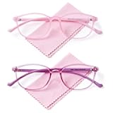 Blue Light Glasses 2 Pack,Ultra-Light for Kids,Unbreakable Frame with Case,Anti Eyestrain & Blu-ray &UV400