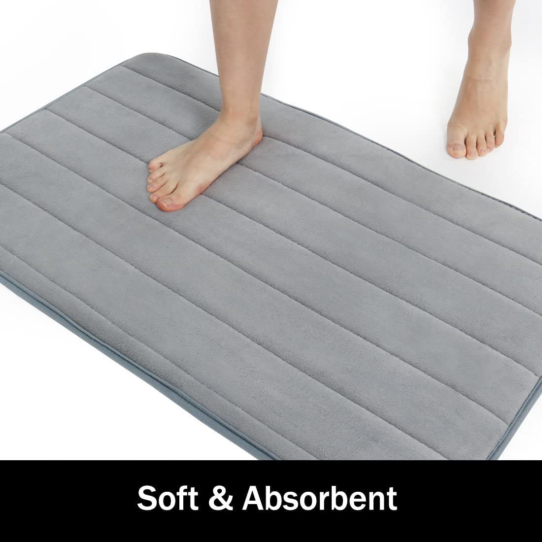 XYWHPGV Memory Foam Badteppiche 2-teiliges Badematten-Set Weicher, rutschfester und saugfähiger Mikrofaser-Badeteppich und U-förmige Toilettenmatte 32"x20"+24"x 20", Silbergrau(31dc5 9e9b4 1cb2d c6fca