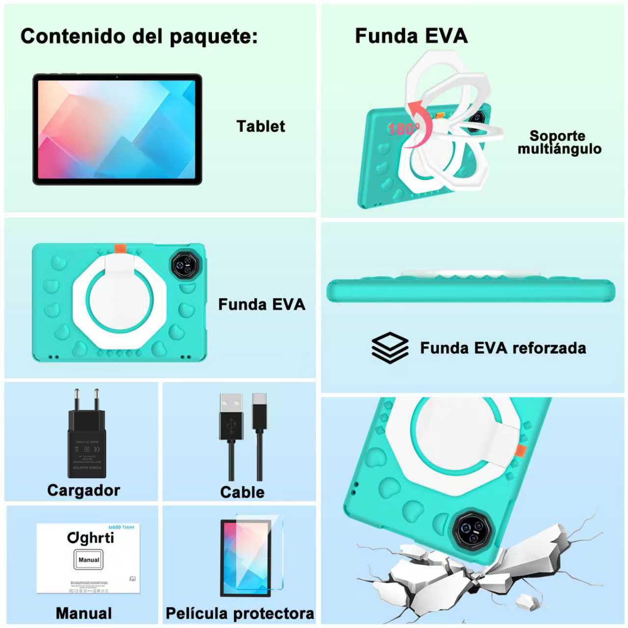 Tablet Android 15 11 Pulgadas Octa-Core 24GB+256GB/2TB 8000 mAh Cuerpo Metálico Verde