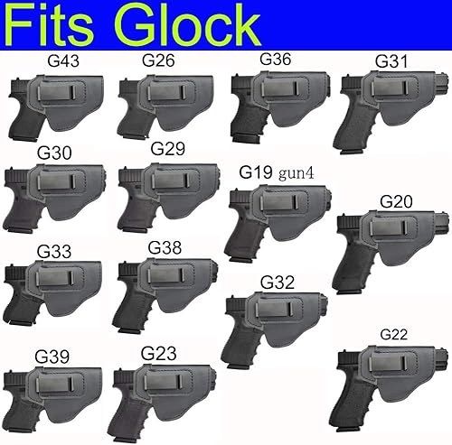 Miniatura 3 de IWB Funda de cuero para interior de cintura oculta para transporte oculto, se adapta a S & W M & P Shield-Glock19 26 29 30 32 43-Beretta Px4-RUGER