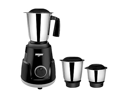 REMSON PRIME Savvy (3 Jar) 500-Watt Mixer Grinder with 3 Jars (Liquidizing, Wet Grinding and Chutney Jar), Stainless Steel blades, 1 Year Warranty (Black)