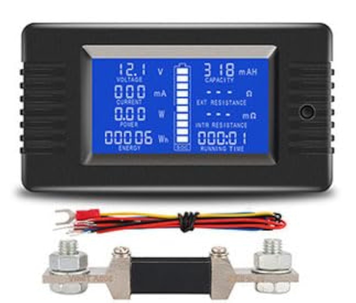 Jaexest 9 in 1 Battery Monitor Meter, 0-200V, 0-300A LCD Display Digital Current Voltage Multimeter Ammeter Voltmeter, Portable Car RV Solar Power Meter Multimeter with Shunt