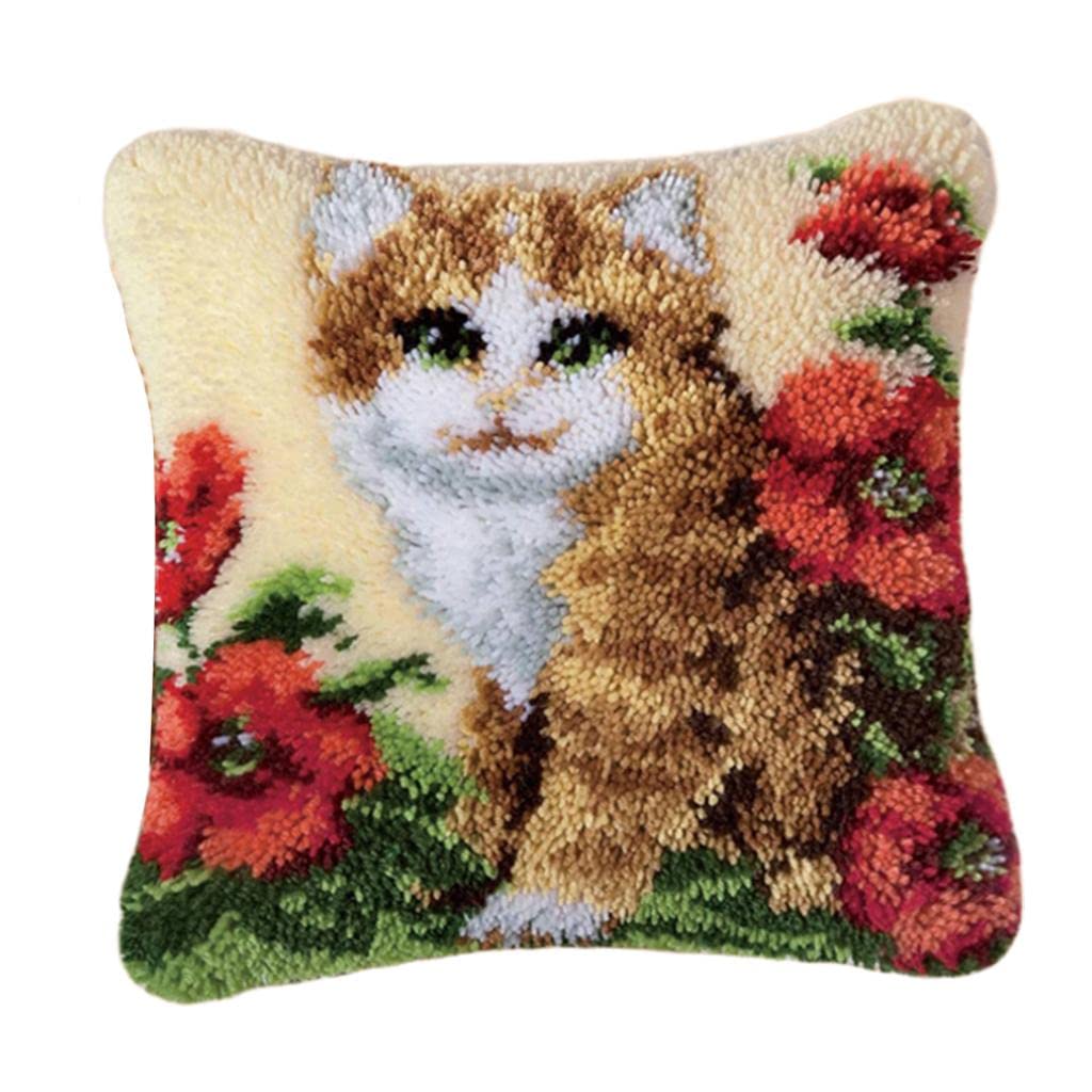 Latch Hook Kits Pillow Case Cushion Cover Making Kit 17x17 Cat-image-41