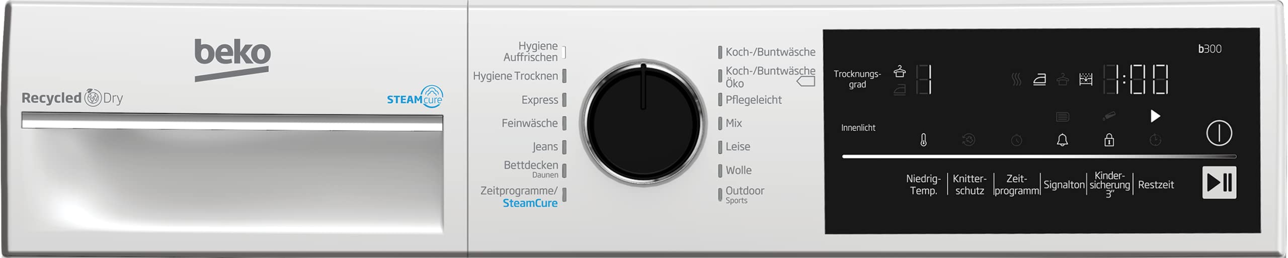Beko B3T42240S b300 Wärmepumpentrockner 8 kg Hygiene Trocknen SteamCure Dampffunktion 14 Programme Weiß