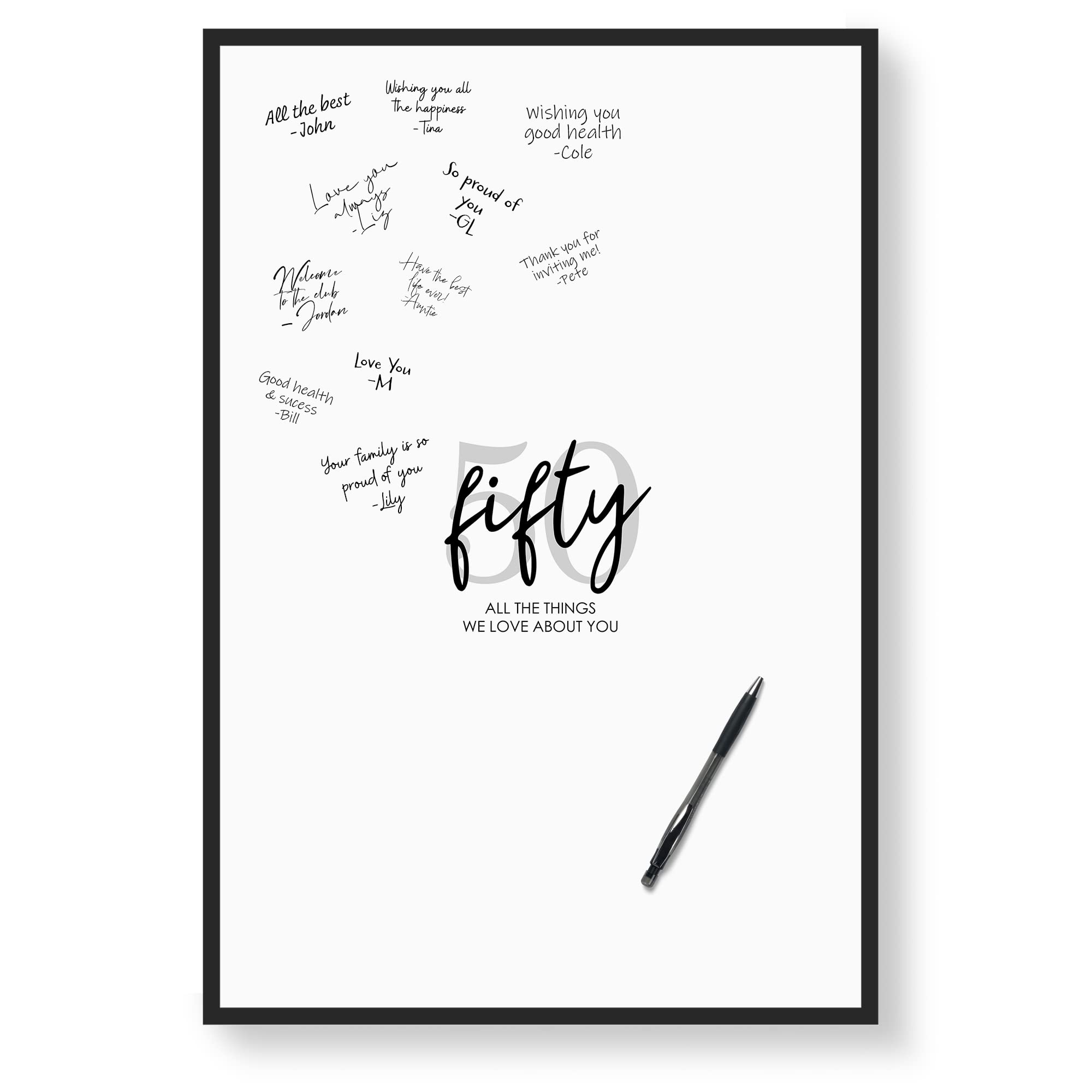 Photo 1 of Karto 50th Birthday Signature Board for Party - Party Supplies, Guest Book, Signing Board, Or Card Alternative - Poster Size 11x17 (Unframed) - Simple Grey