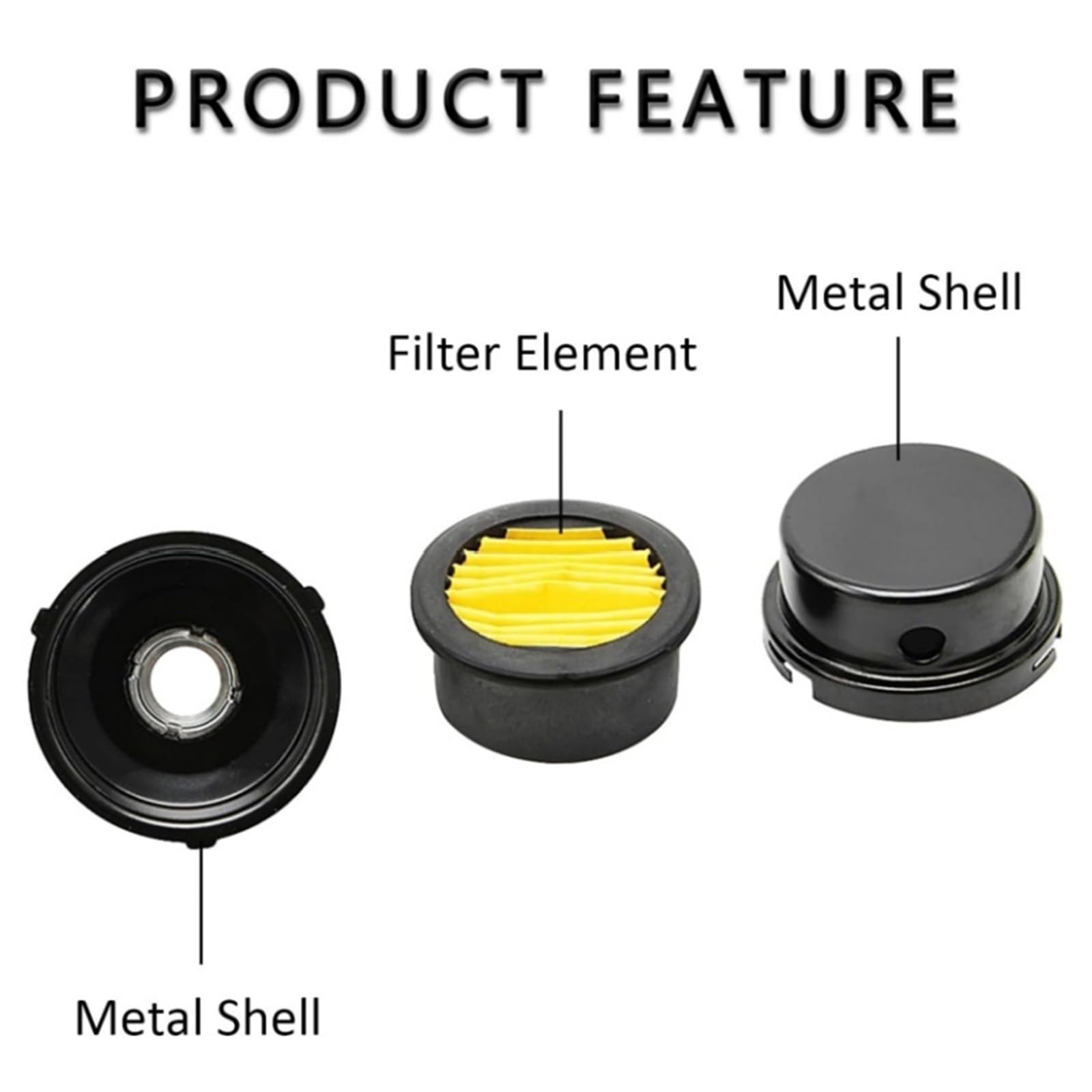 1 pz 1/2 ''5/8" 3/4"Filetto Filtro del Compressore D'aria senza Olio Filtri di Aspirazione del Compressore D'aria in Metallo Silenziatore del Rumore 12.5/16/20mm Silenziatore(20mm)