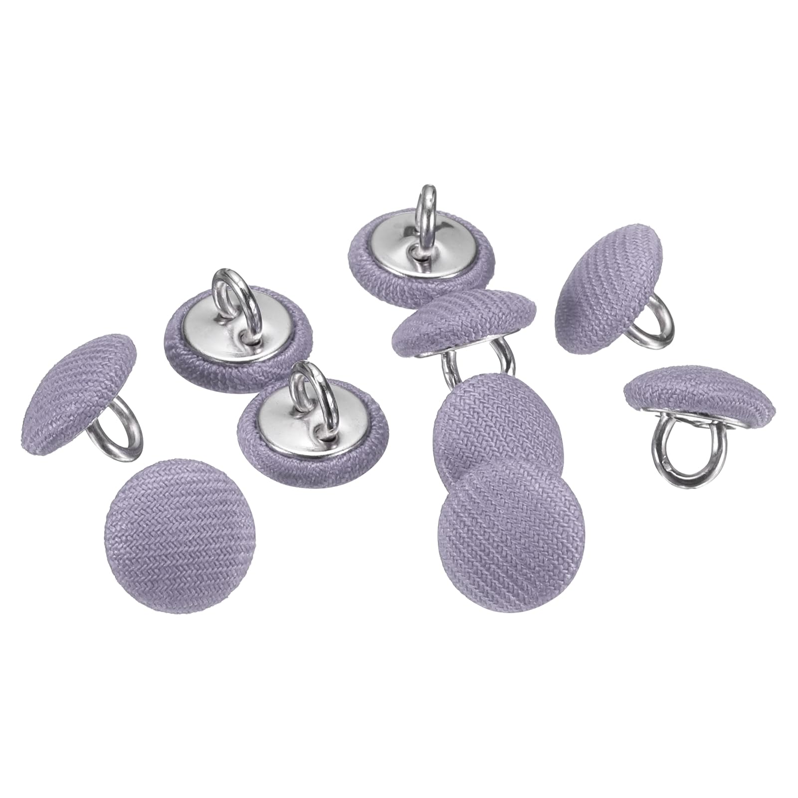 sourcing map 10pcs 16L Fabric Cloth Covered Button 10mm 3/8" Round Metal Shank Satin Sewing DIY Craft Buttons for Bridal Wedding Suits Dress Blouses Sweaters, Purple