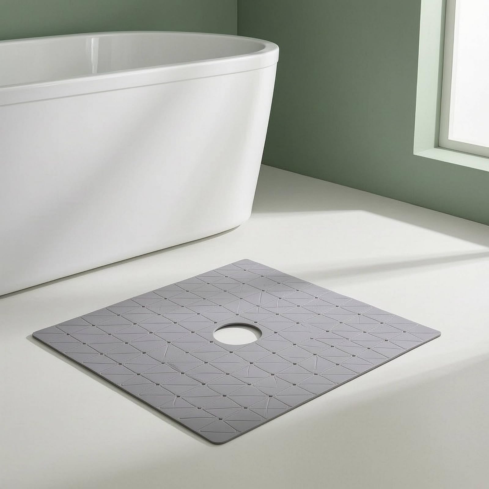 Badematte rutschfest Duschmatte Wanneneinlage Antirutschmatte aus Weichem mit Lochraster zur Entwässerung Und Haftender Oberfläche für Badewanne, Schwarz, 24 24 Zoll