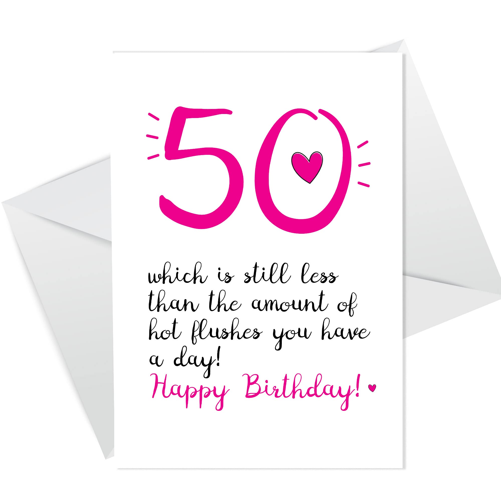 RED OCEAN Funny 50th Birthday Card For Women Mum Nan Sister Friend Hot Flushes Humour 50th Birthday Card Funny Fifty