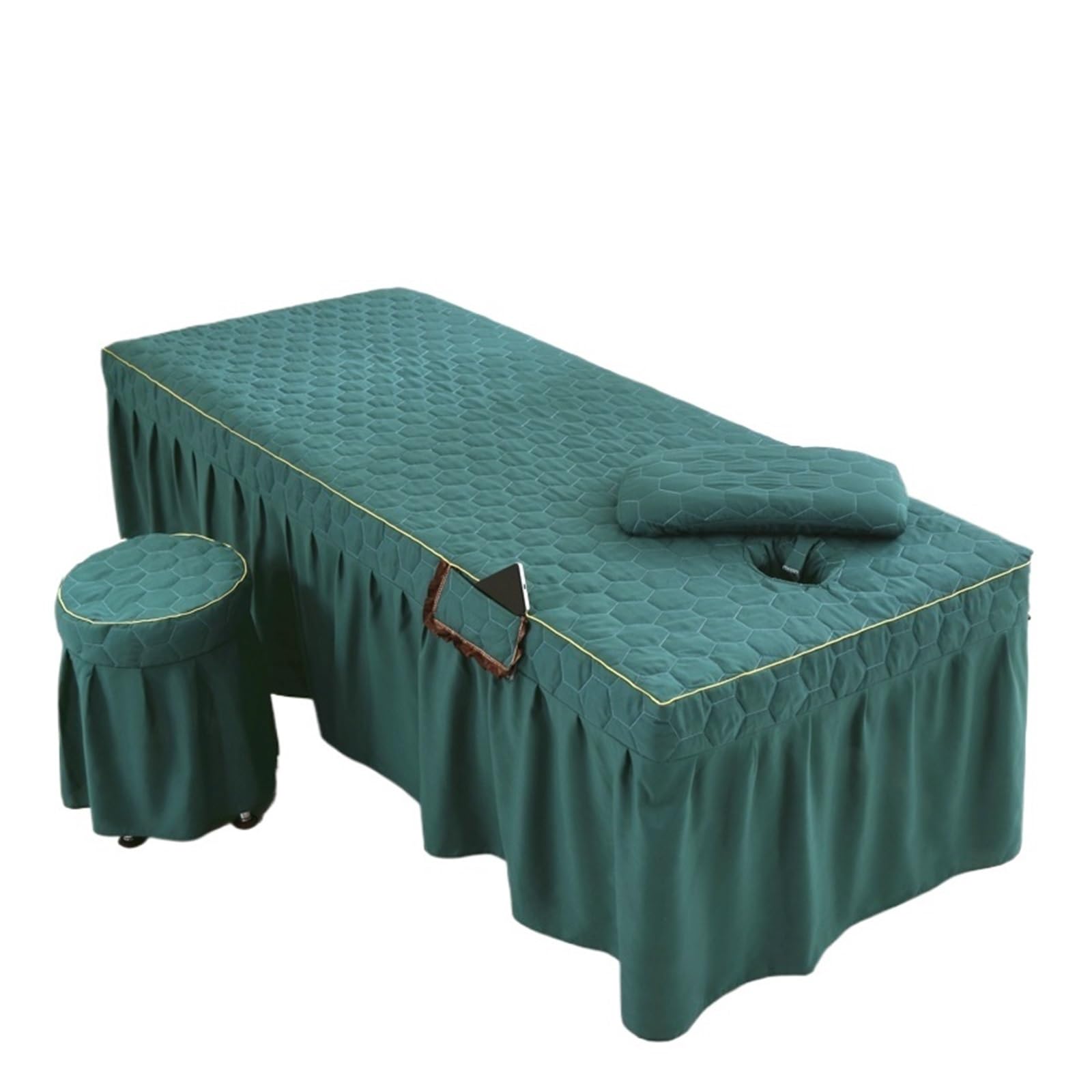 Massage Bed Sheet Beauty Salon Massage Table Bedspread Bed Cover with Face Hole Square Skirt Spa Treatment Sheet(Color 4,60x180cm)
