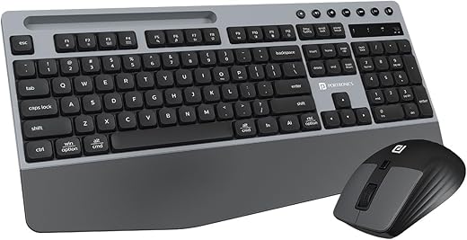 Portronics Key10 Combo Wireless Keyboard and Mouse Set with Wrist Rest, Multimedia Hotkeys, USB Receiver, Adjustable DPI, Long Key Life & Click…