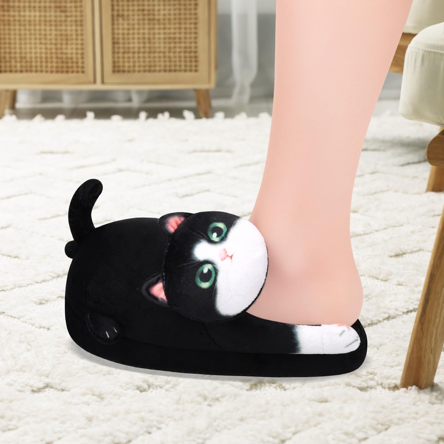 Plüsch Hausschuhe Katze für Damen Mädchen, Warme Lustige Kuschel Flauschige Kuschel Hausschuhe Winter, Weiche Tiere Pantoffeln, Fluffy Cozy Slippers, Frauen Katzenliebhaber