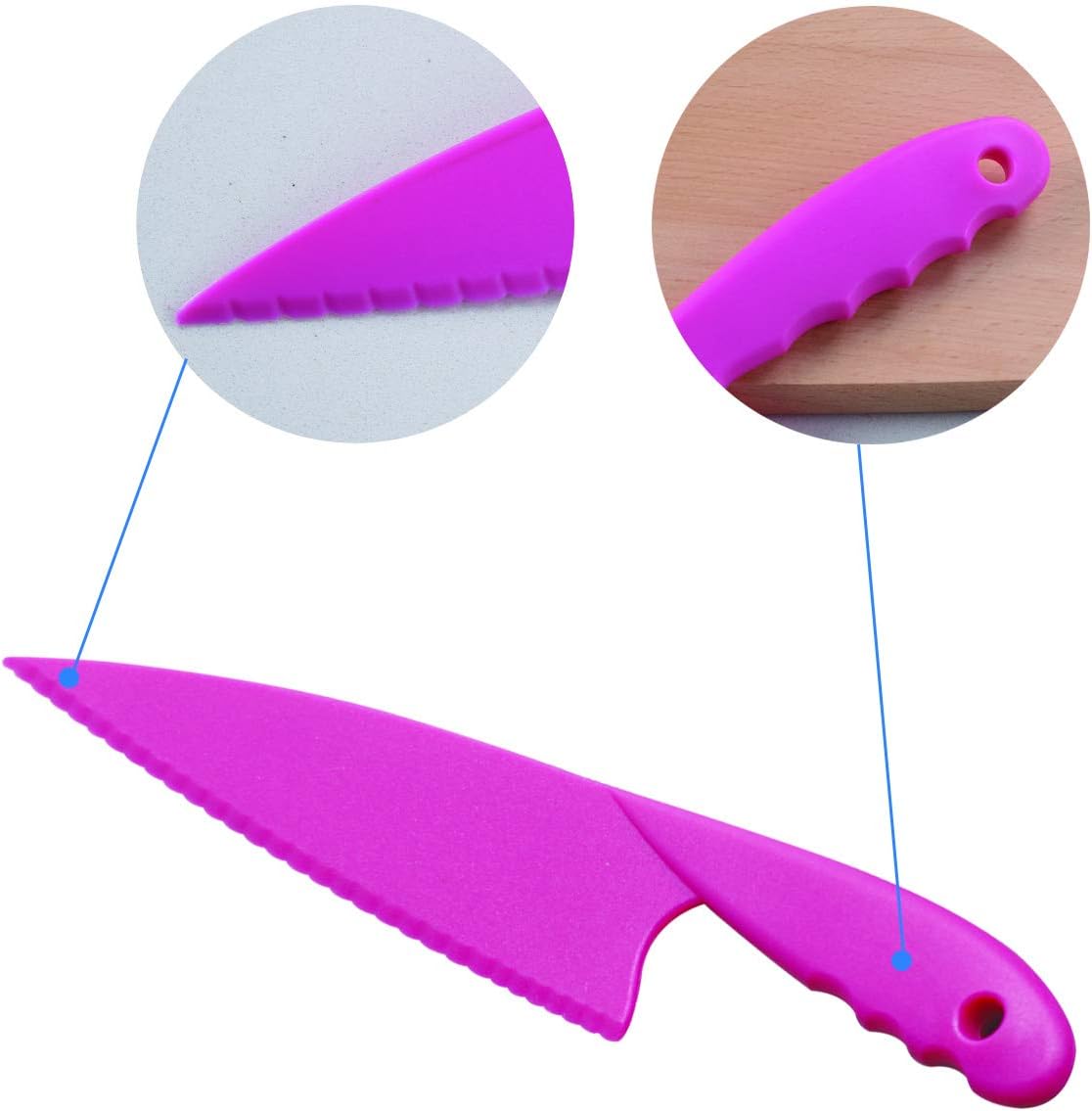 3 PACK Kids Kitchen Knife Food Grade Nylon Kids Chef Knives, Plastic Kids Cooking Knives Safe Vegetables Cutters for Fruit, Cake, Lettuce, Salad (3 Colors and Sizes): Home & Kitchen