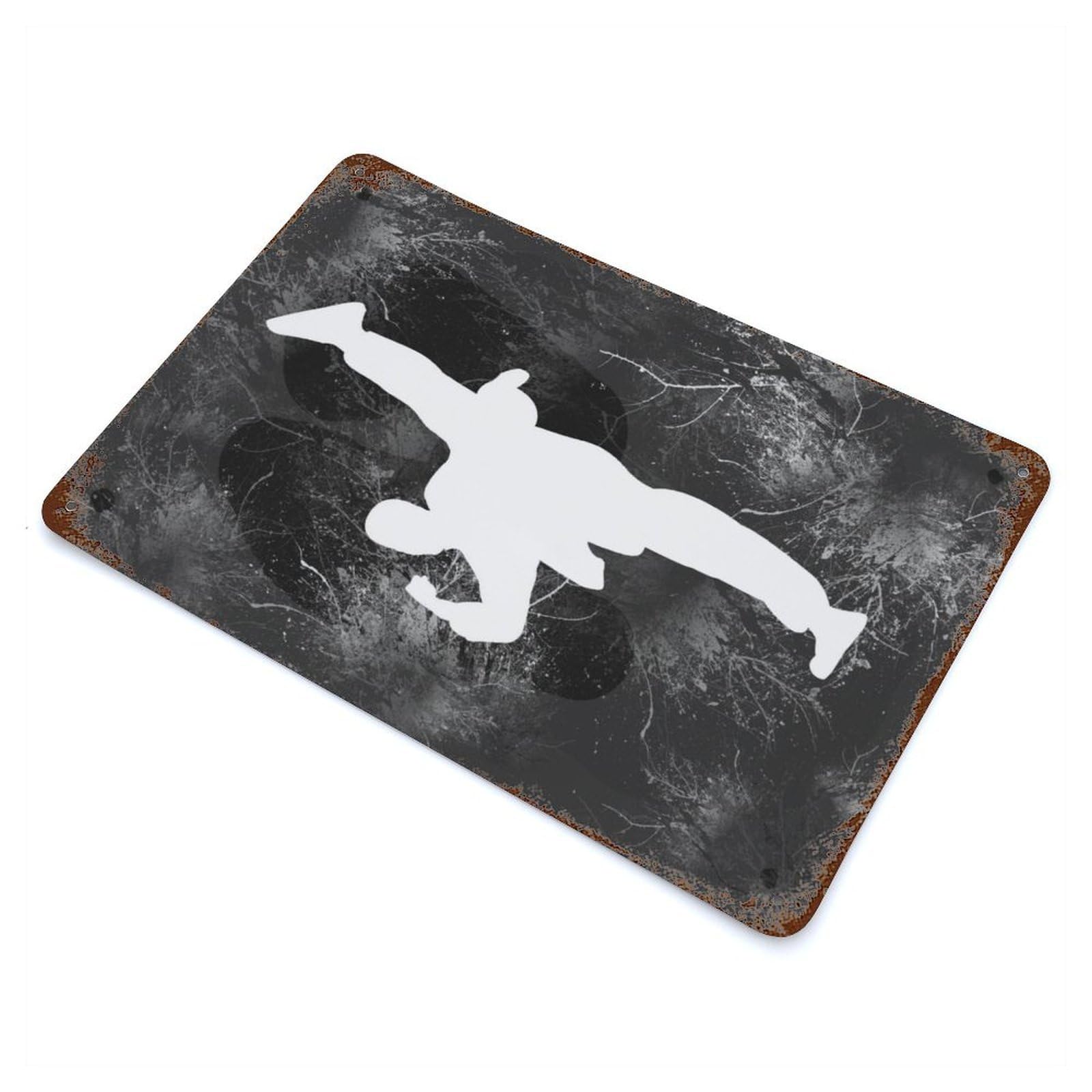 Karate 3 Rust Effect Tin Sign 11.8"x7.9", Industrial Home Decor for Garage, Bar And Workshop Decor