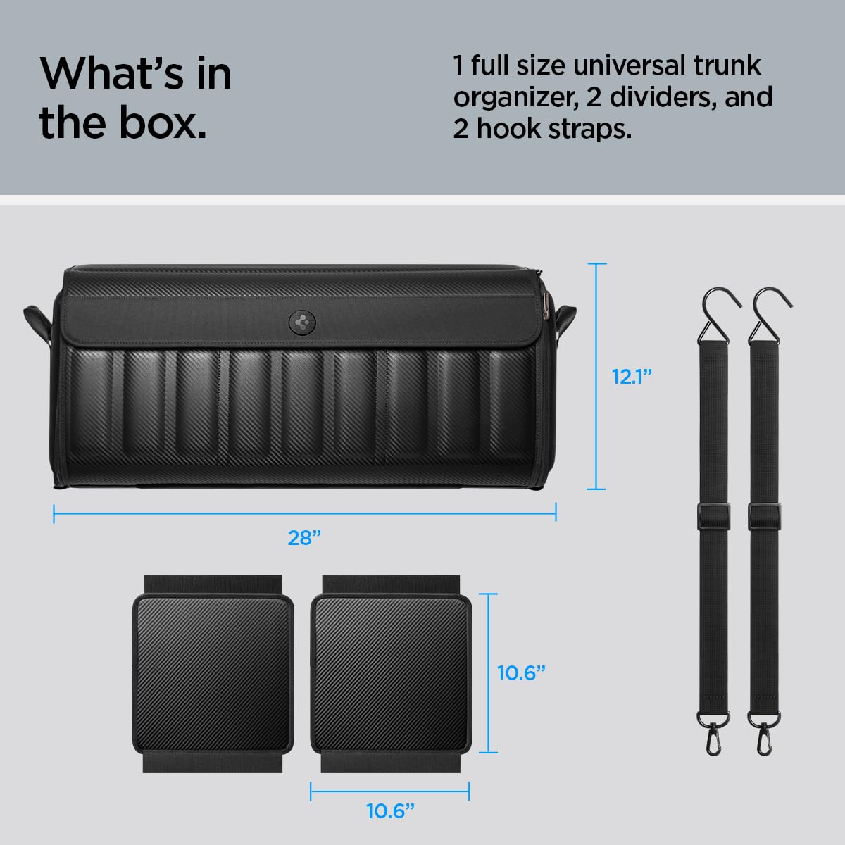 Spigen Tesla Model Y (~2025 Juniper) e 3/S/X Organizer Bagagliaio Auto Pieghevole, Universale Contenitore per Bagagliaio, Scatola di Stoccaggio Progettato per Tesla, Fiat, Alfa, Benz, BMW - Nero